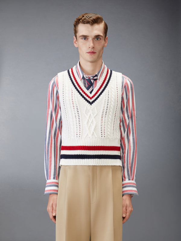 CHUNKY CASHMERE RWB STRIPE VEST - image 1