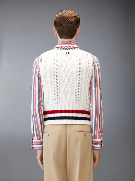 CHUNKY CASHMERE RWB STRIPE VEST WHITE