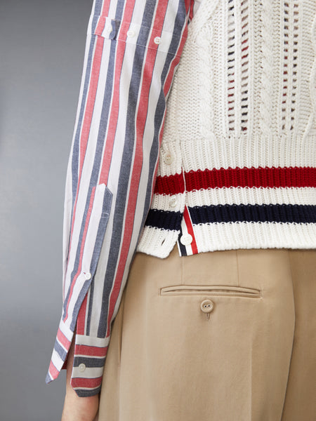 CHUNKY CASHMERE RWB STRIPE VEST WHITE