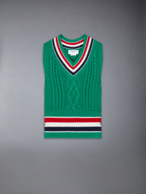 CHUNKY CASHMERE RWB STRIPE VEST - featured image