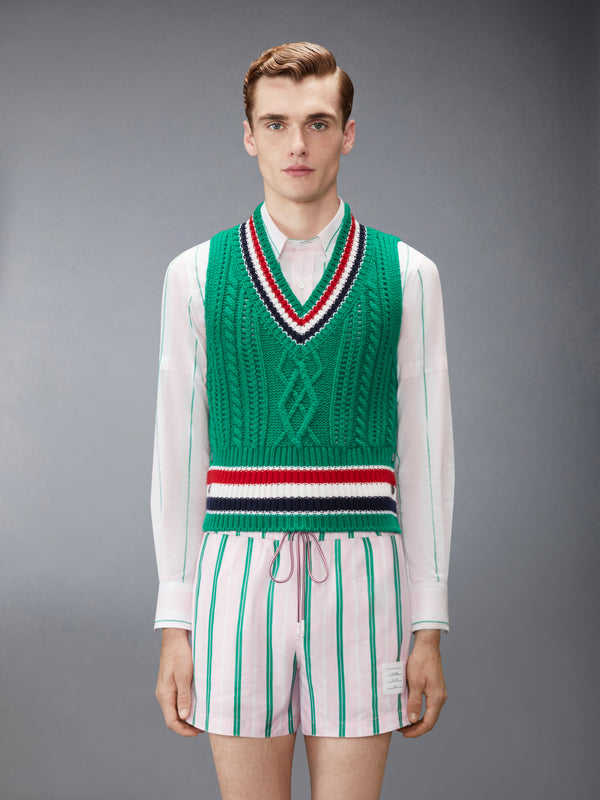 CHUNKY CASHMERE RWB STRIPE VEST - image 1