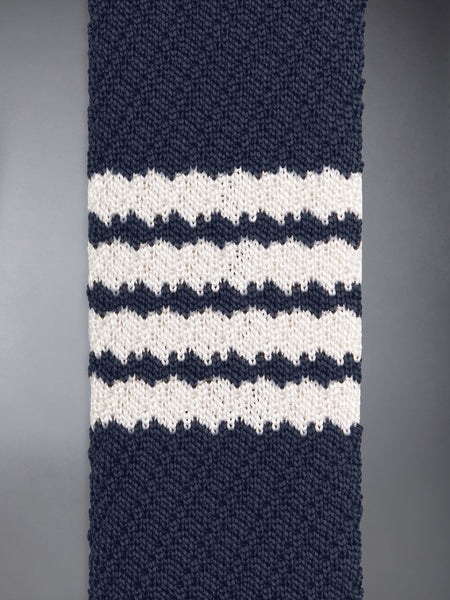 SILK 4-BAR KNIT TIE NAVY