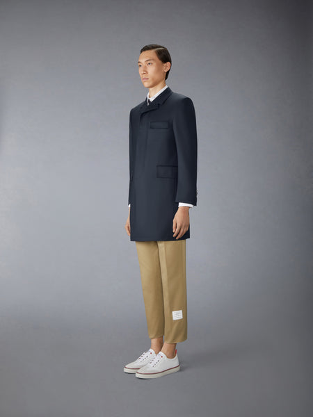 TWILL WOOL CLASSIC CHESTERFIELD OVERCOAT NAVY