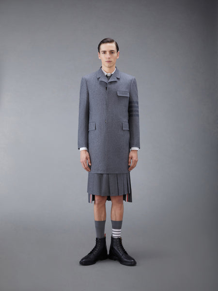 FLANNEL 4-BAR CLASSIC CHESTERFIELD OVERCOAT MED GREY