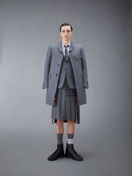 FLANNEL 4-BAR CLASSIC CHESTERFIELD OVERCOAT MED GREY