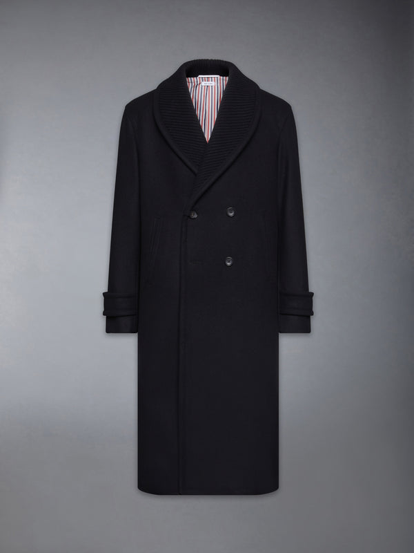 KNIT SHAWL COLLAR MELTON OVERCOAT - featured image