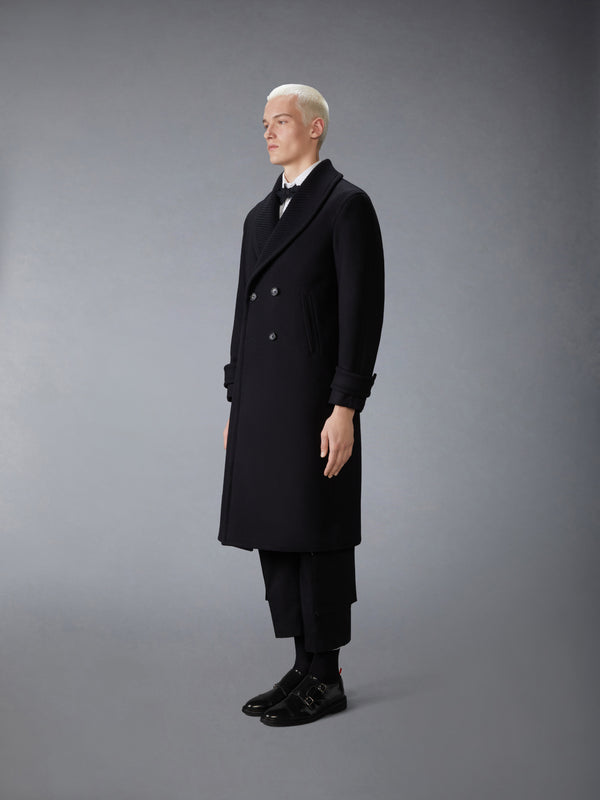 KNIT SHAWL COLLAR MELTON OVERCOAT - image 2
