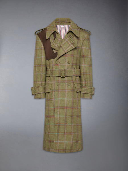 HUNTING TWEED OVERSIZED TRENCH GREEN