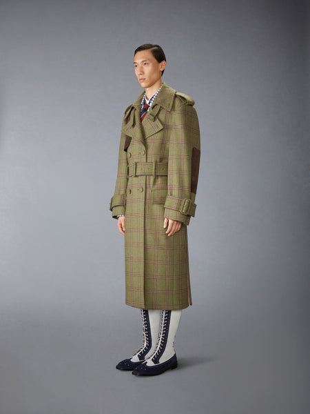 HUNTING TWEED OVERSIZED TRENCH GREEN