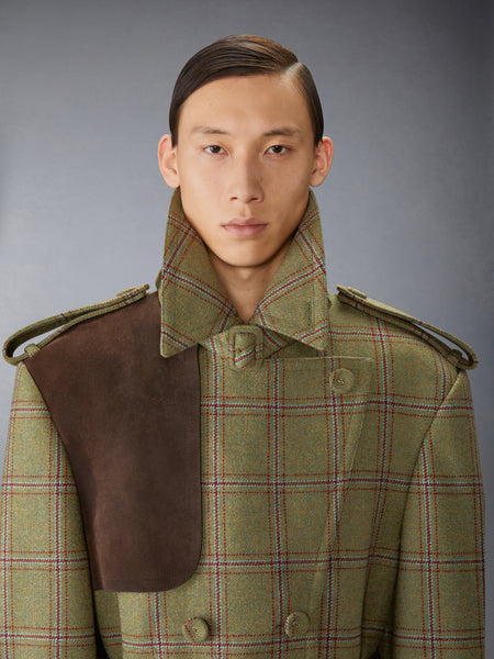 HUNTING TWEED OVERSIZED TRENCH GREEN