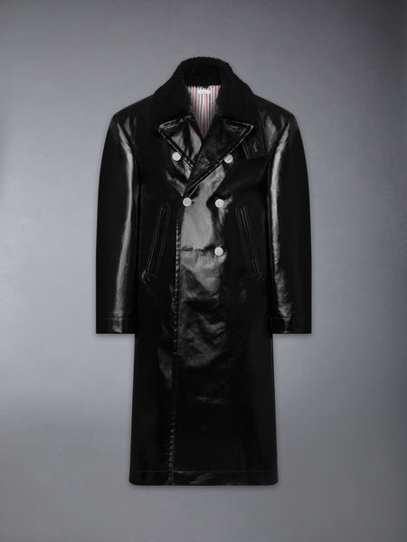 GABARDINE SLICKER OVERSIZED PEACOAT BLACK