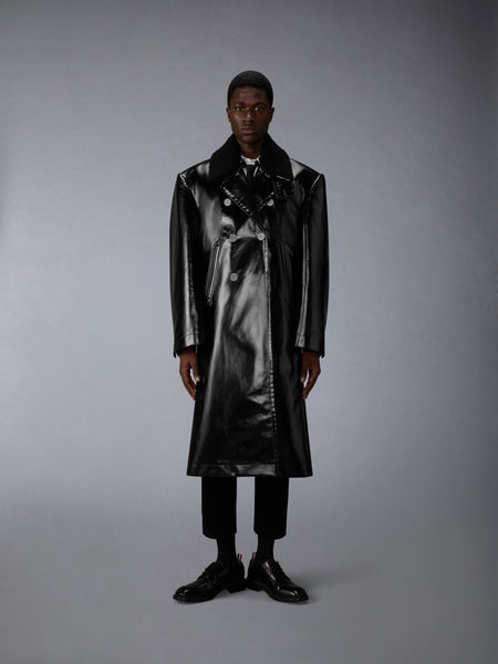 GABARDINE SLICKER OVERSIZED PEACOAT BLACK