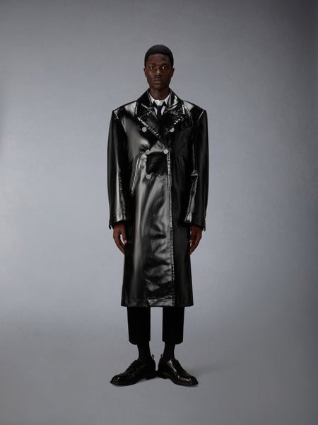 GABARDINE SLICKER OVERSIZED PEACOAT BLACK