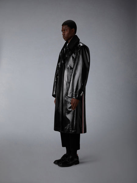 GABARDINE SLICKER OVERSIZED PEACOAT BLACK