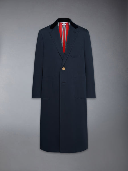 GABARDINE ELONGATED OVERCOAT NAVY