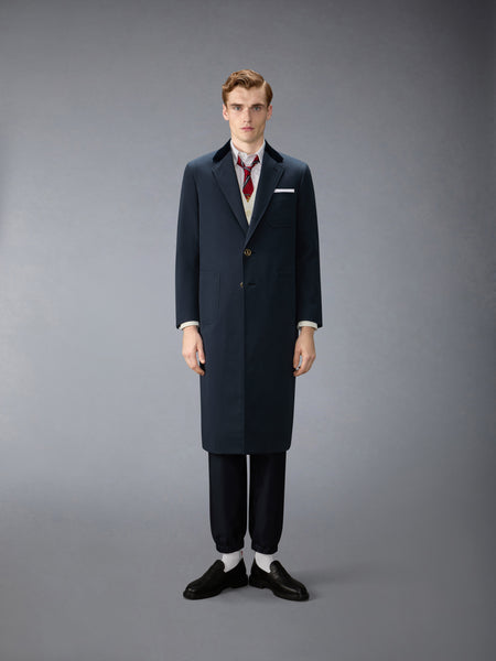 GABARDINE ELONGATED OVERCOAT NAVY