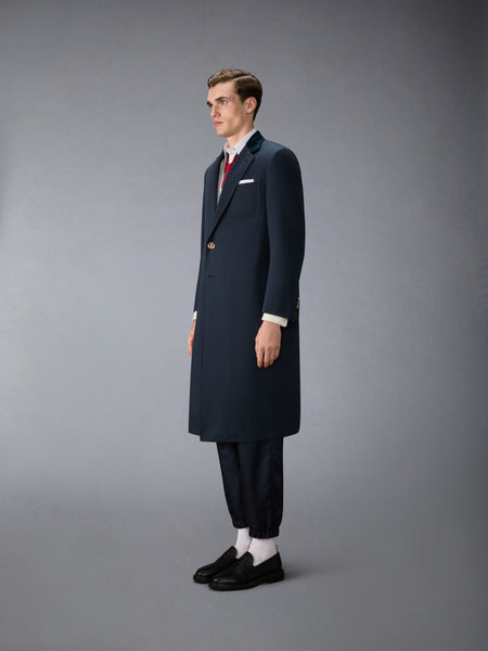 GABARDINE ELONGATED OVERCOAT NAVY