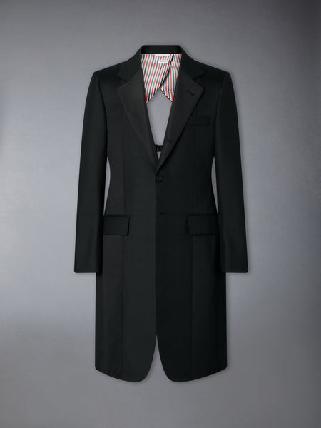 WOOL MOHAIR APRON TAILORED OVERCOAT BLACK