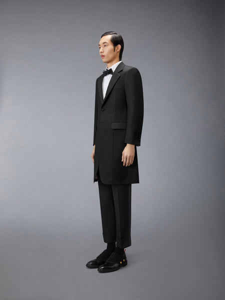 WOOL MOHAIR APRON TAILORED OVERCOAT BLACK