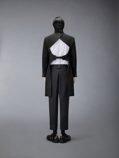 WOOL MOHAIR APRON TAILORED OVERCOAT BLACK