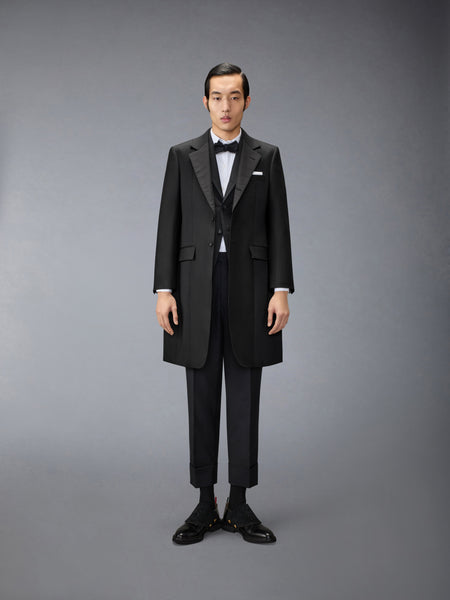 WOOL MOHAIR APRON TAILORED OVERCOAT BLACK