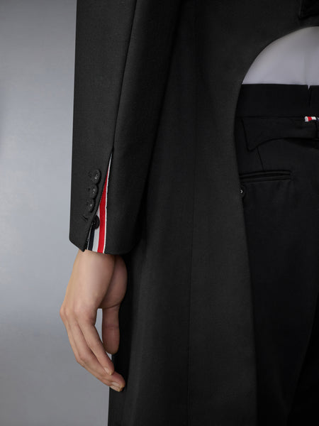 WOOL MOHAIR APRON TAILORED OVERCOAT BLACK
