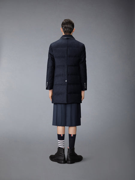 울 플란넬 토널 그로그랭 다운필 클래식 발 칼라 오버코트 네이비
