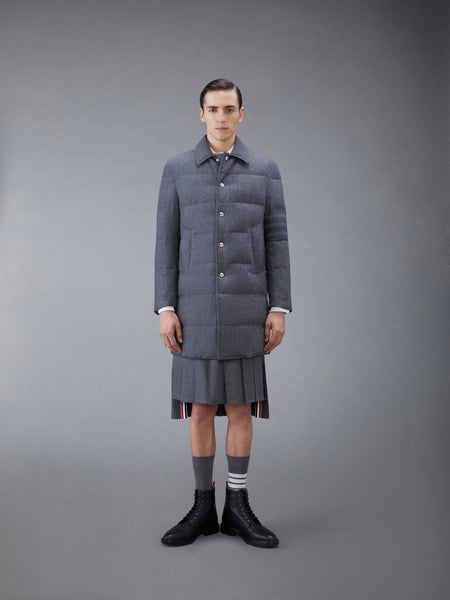 FLANNEL DOWN FILLED 4-BAR OVERCOAT MED GREY