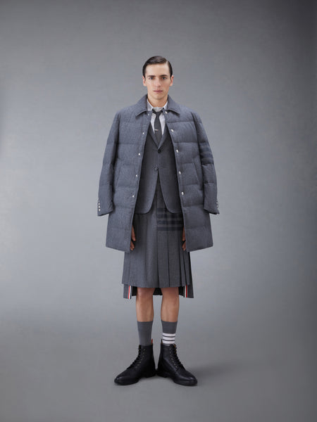 FLANNEL DOWN FILLED 4-BAR OVERCOAT MED GREY