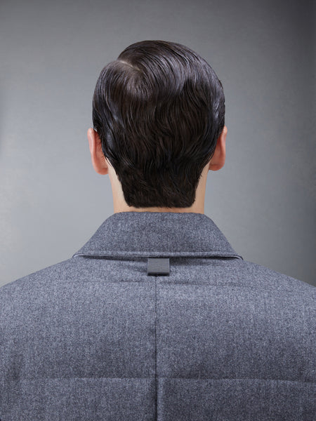FLANNEL DOWN FILLED 4-BAR OVERCOAT MED GREY