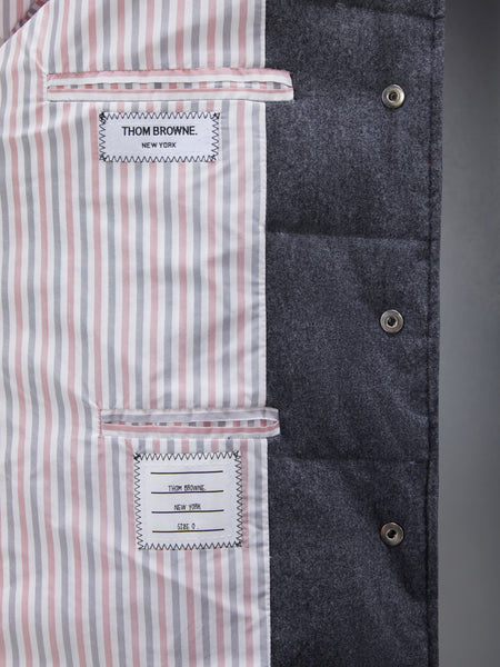 FLANNEL DOWN FILLED 4-BAR OVERCOAT MED GREY