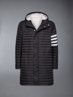 MATTE NYLON 4-BAR QUILTED DOWN FILLED HOODED COAT