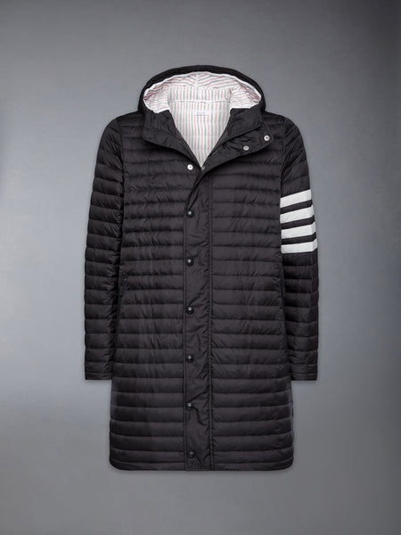 MATTE NYLON 4-BAR QUILTED DOWN FILLED HOODED COAT BLACK