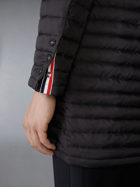 MATTE NYLON 4-BAR QUILTED DOWN FILLED HOODED COAT BLACK
