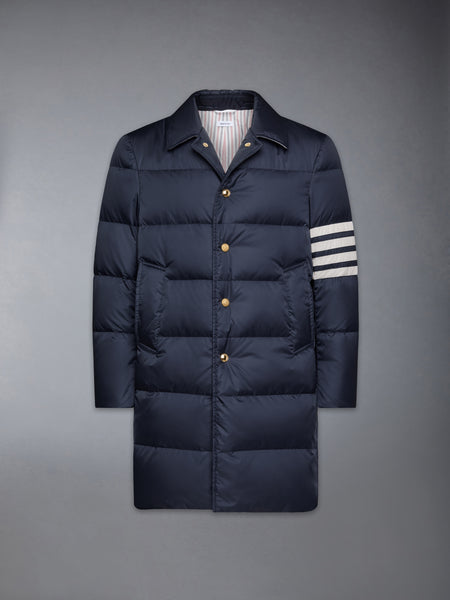 MATTE FINISH NYLON DOWN FILL 4-BAR BAL COLLAR OVERCOAT NAVY