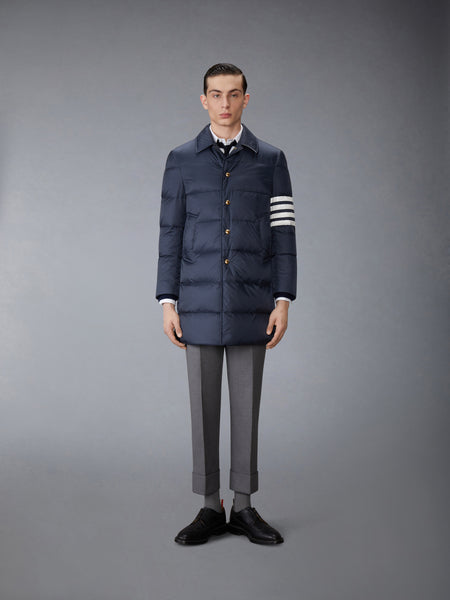 MATTE FINISH NYLON DOWN FILL 4-BAR BAL COLLAR OVERCOAT NAVY