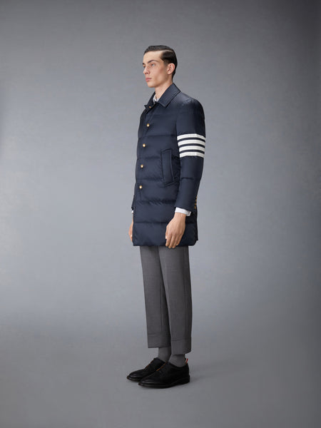 MATTE FINISH NYLON DOWN FILL 4-BAR BAL COLLAR OVERCOAT NAVY