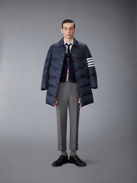 MATTE FINISH NYLON DOWN FILL 4-BAR BAL COLLAR OVERCOAT NAVY