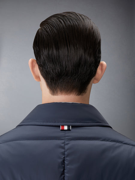 MATTE FINISH NYLON DOWN FILL 4-BAR BAL COLLAR OVERCOAT NAVY