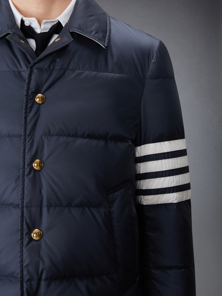 MATTE FINISH NYLON DOWN FILL 4-BAR BAL COLLAR OVERCOAT NAVY