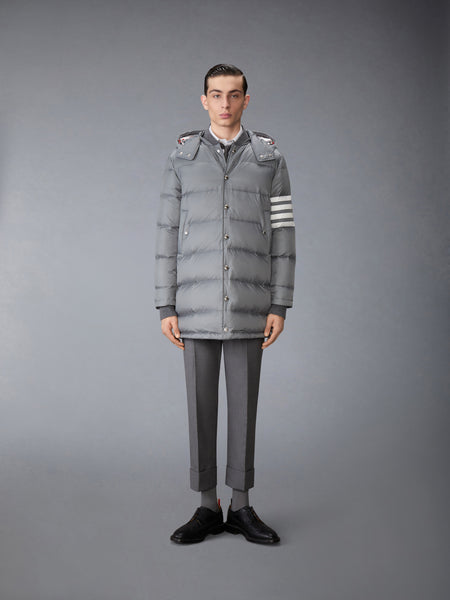 MATTE NYLON 4-BAR DOWN FILLED COAT MED GREY