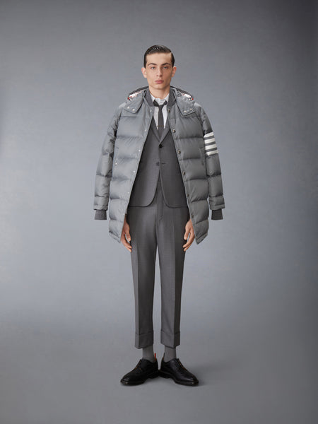 MATTE NYLON 4-BAR DOWN FILLED COAT MED GREY