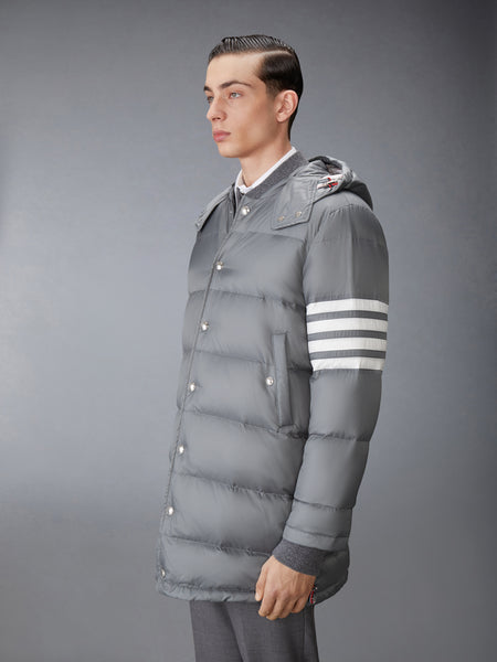 MATTE NYLON 4-BAR DOWN FILLED COAT MED GREY