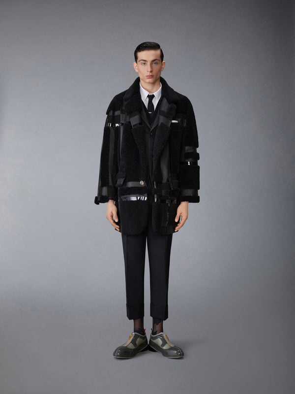 INTARSIA MIXED LEATHER DYED SHEARING OVERSIZED OVERCOAT - image 3