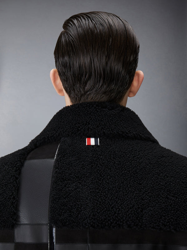 INTARSIA MIXED LEATHER DYED SHEARING OVERSIZED OVERCOAT - image 6