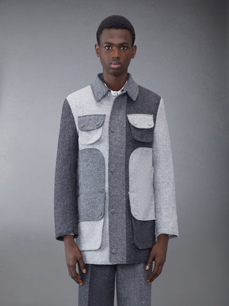 Fun-Mix Shetland Frayed Field Jacket MED GREY