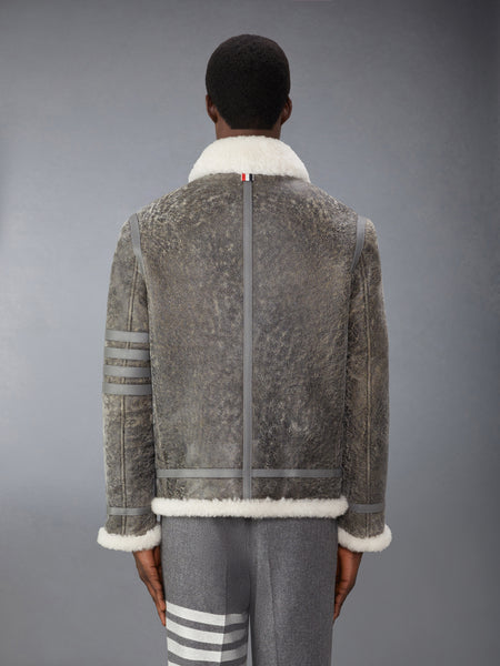 SHEARLING CROPPED DUFFLE COAT SILVER