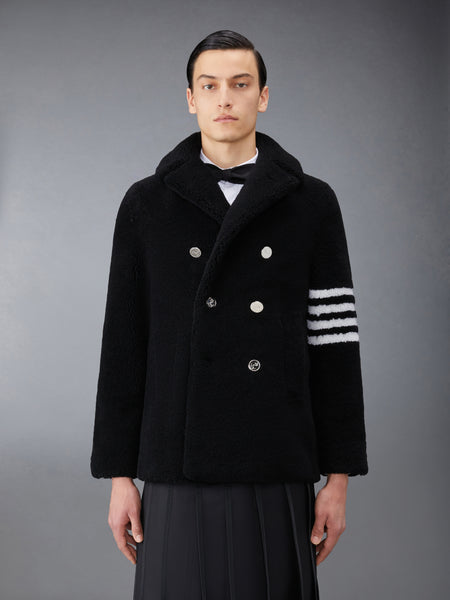 SHEARLING 4-BAR UNCONSTRUCTED PEACOAT BLACK