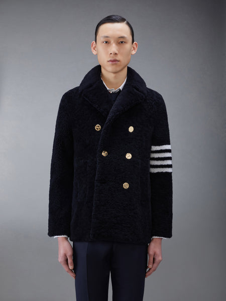 SHEARLING 4-BAR UNCONSTRUCTED PEACOAT NAVY
