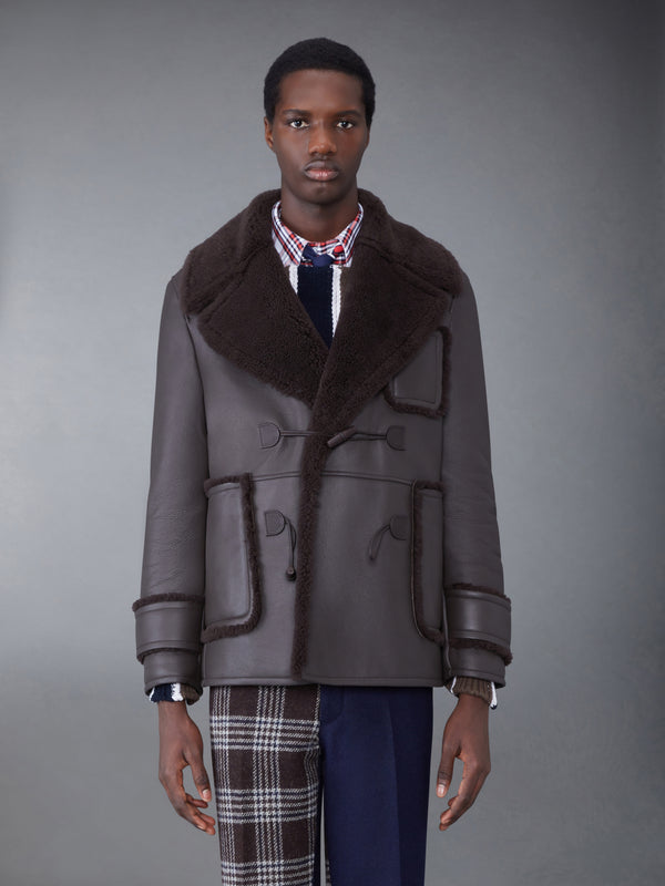 Dyed Shearling Oversized Collar Pea Coat - featured image